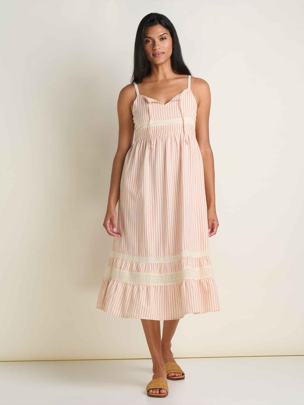 Toad&Co Airscape Tank Midi Dress Dusty Cedar Stripe Dobby / XS NEW WITH TAGS NWT